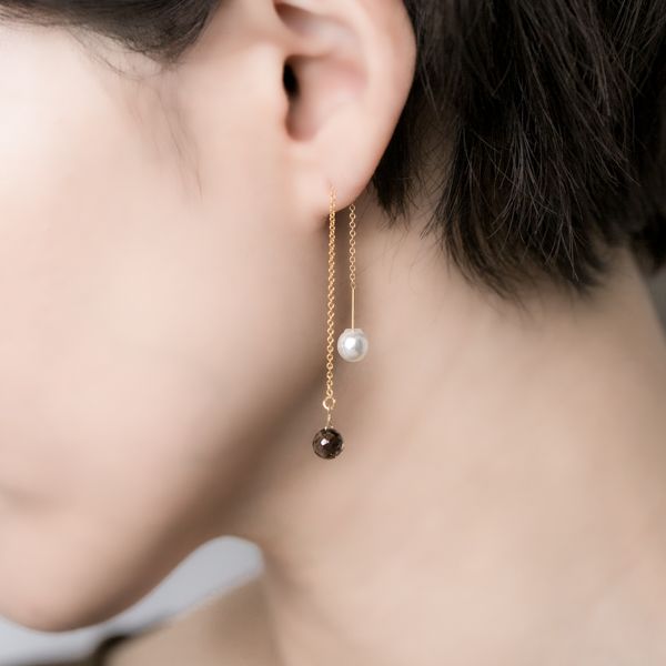 ダブルフェイスチェーンピアス(ゴールド)